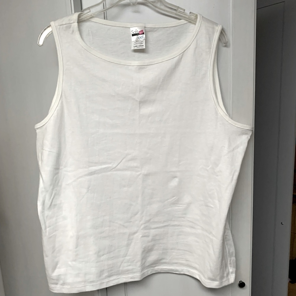 XL Hanes Soft Feel Tank Top White Cotton